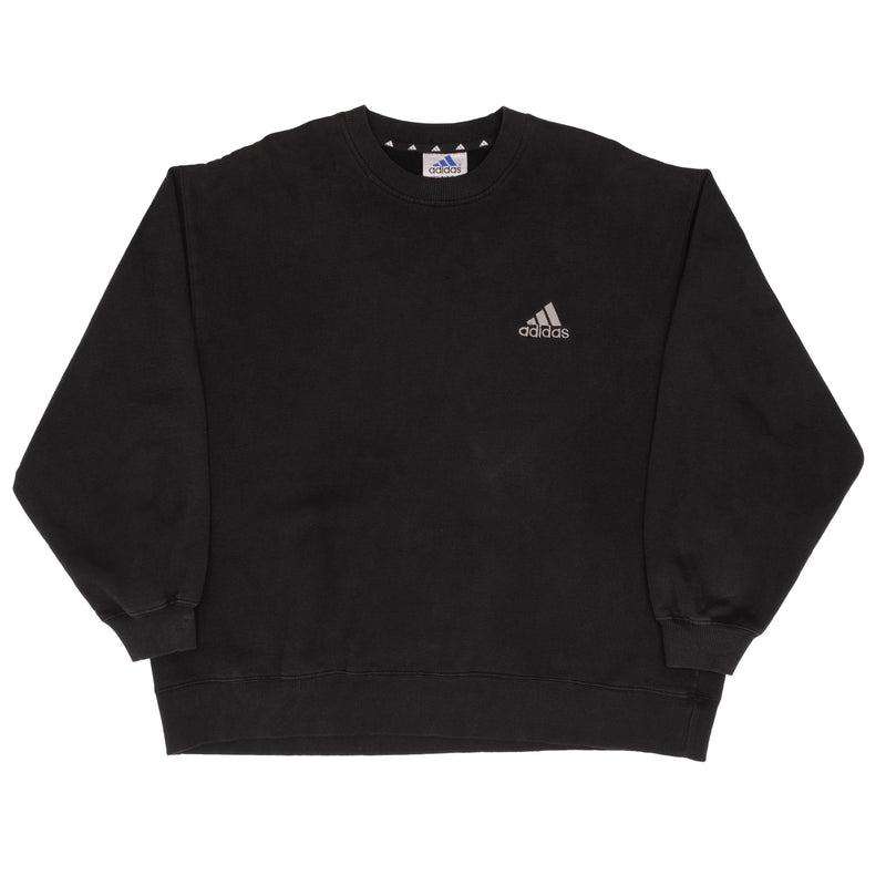 Vintage Adidas Classic Black Crewneck Sweatshirt 1990S Size XL