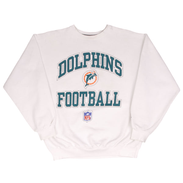 Vintage Nfl Miami Dolphins Football 1990S Starter White Sweatshirt Size Xl Made In USA