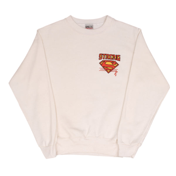 Vintage Superman Strong Stegman Oneita Sweatshirt 1990S Size Medium Youth (12/14) Made In USA
