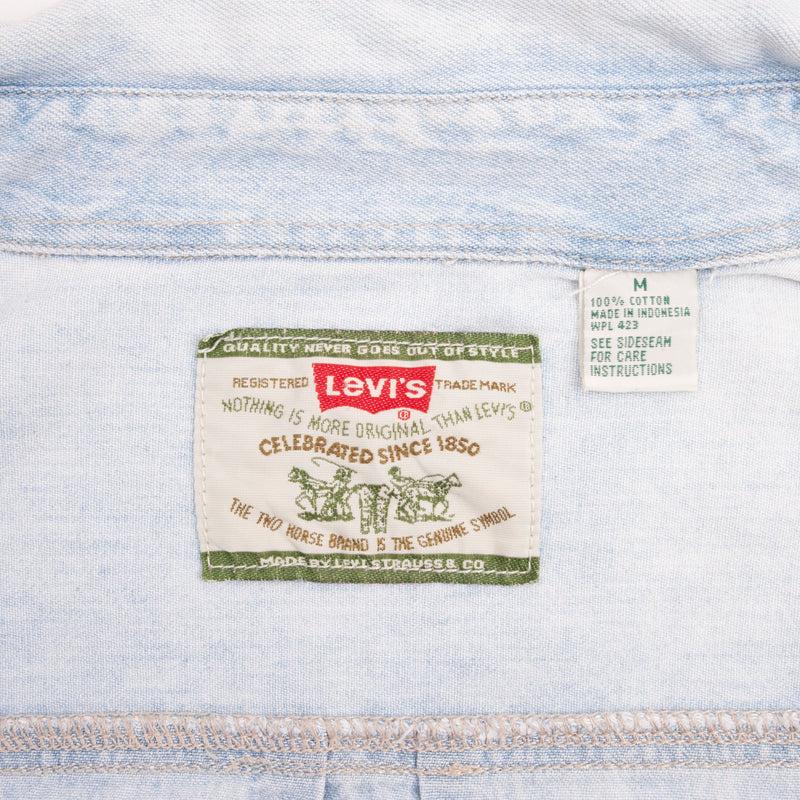 Vintage Levis Denim Blue Pocket Shirt 1990S Size Medium