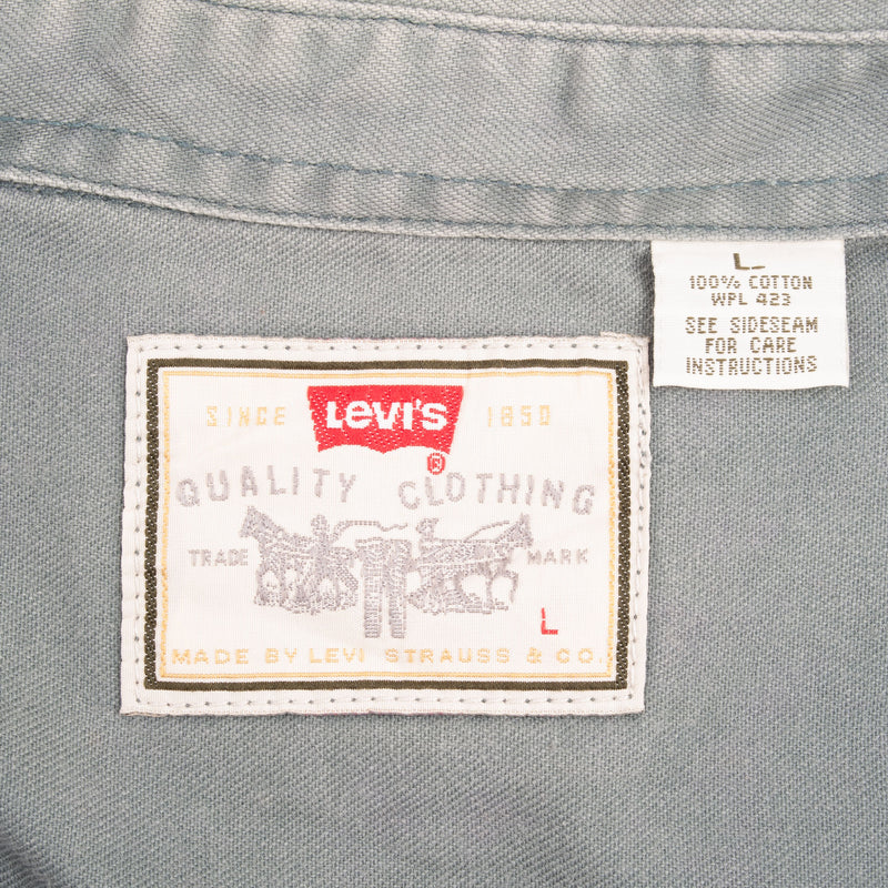 Vintage Levis Denim Sage Green Pocket Shirt 1990S Size Large