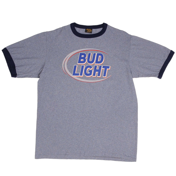 Vintage Budweiser Bud Light Tee Shirt 1995 Size XL Made In USA With Single Stitch Hem