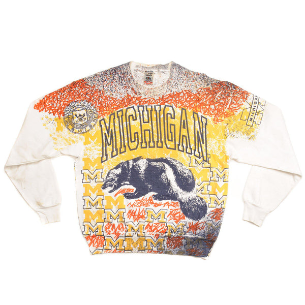 SUDADERA VINTAGE DE LA UNIVERSIDAD DE MICHIGAN, TALLA GRANDE, FABRICADA EN EE. UU.