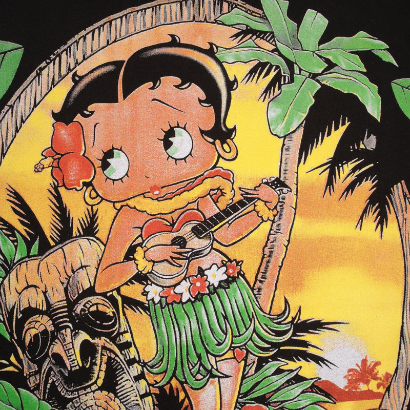 Bootleg Betty Boop Luau Lady Hawaiian All Over Print Tee Shirt Size XL Single Stitch