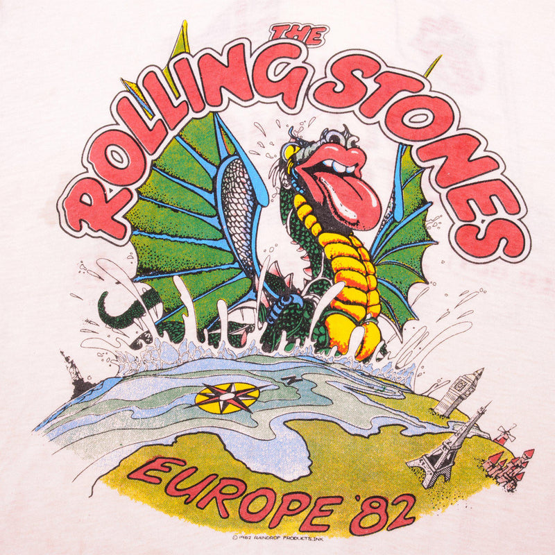 VINTAGE THE ROLLING STONES EUROPE 82 TEE SHIRT 1982 SIZE LARGE