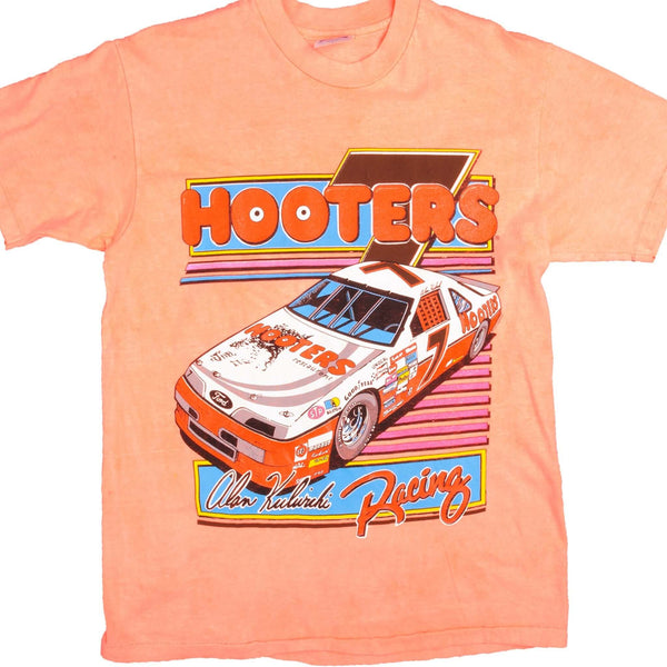 Vintage Nascar Alan Kulwicki Hooters Race Team Tee Shirt 1990s Size M With Single Stitch Sleeves. Made in USA