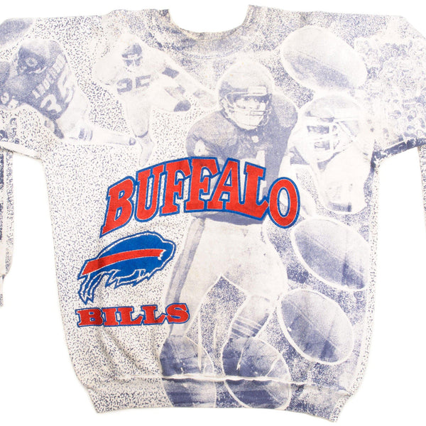 SUDADERA VINTAGE NFL BUFFALO BILLS CON ESTAMPADO COMPLETO, TALLA XL