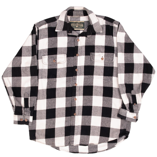 Vintage Black And White Check Plaid Flannel Shirt 1990S Size Medium