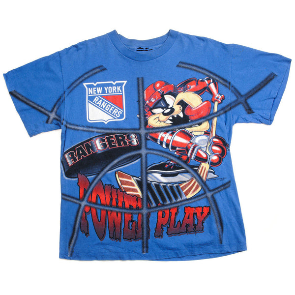 VINTAGE NHL NEW YORK RANGERS LOONEY TUNES TAZ TEE SHIRT SIZE LARGE