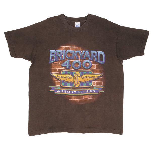 Vintage Nascar Indianapolis Brickyard 400 1995 Tee Shirt Size Xl Made In USA WITH Single Stitch Sleeves