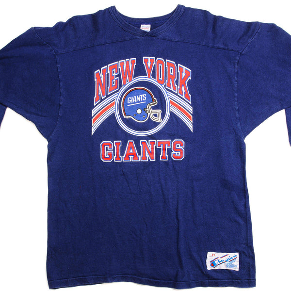 CAMISETA RAGLÁN VINTAGE DE LA NFL CHAMPION DE LOS NEW YORK GIANTS DE PRINCIPIOS DE LA DÉCADA DE 1980, GRANDE, FABRICADA EN EE. UU.