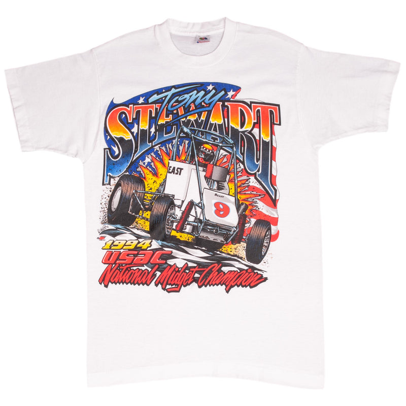 Vintage Nascar USAC Tony Stewart National Midget Champion 1994 Tee Shirt Medium Made In Usa With Single Stitch Sleeves