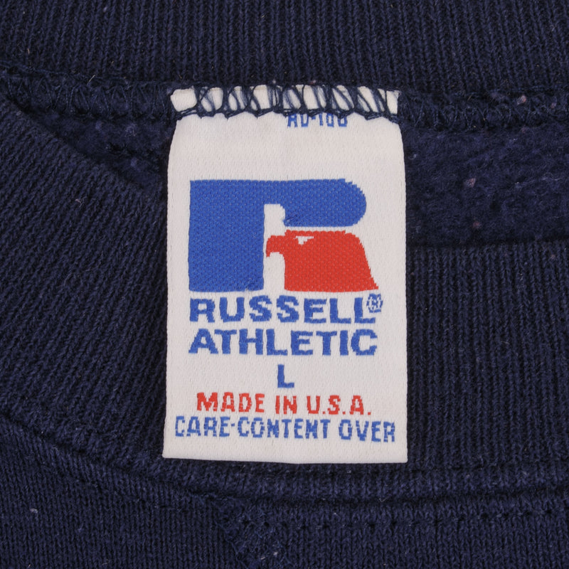 Vintage Russell Athletic Usa Flag Navy Blue Sweatshirt 1990S Size Large Made In USA