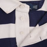 Vintage Ralph Lauren Blue & White Striped Rugby Polo Shirt 1990S Size XL