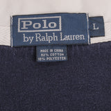 Vintage Ralph Lauren Blue & Grey Striped Rugby Polo Shirt 1990S Size Large