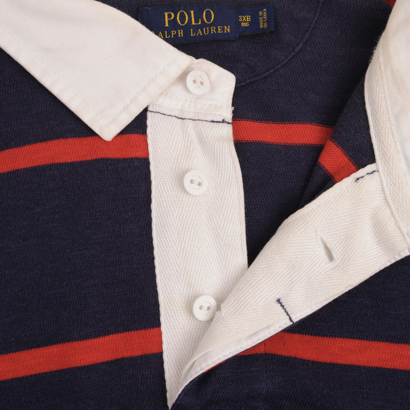 Polo Ralph Lauren Blue & Red Striped Rugby Polo Shirt Size 3XL Big