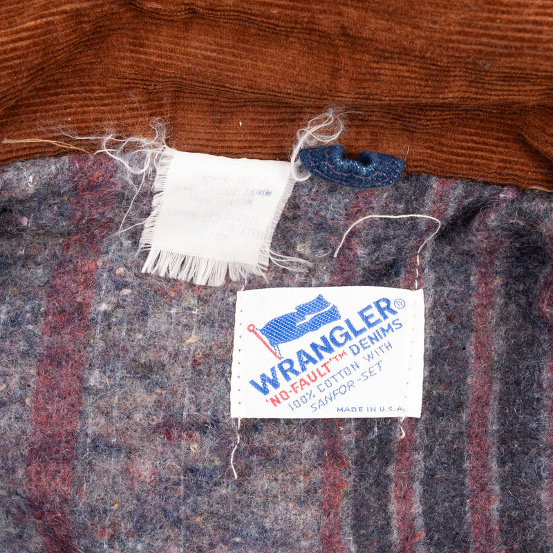 Vintage Wrangler Blanket No Fault Lined Denim Jacket 1960S Size Medium Made In Usa