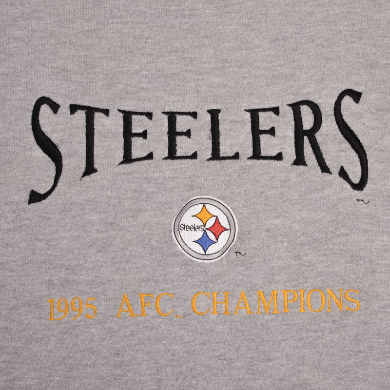 Vintage NFL Pittsburgh Steelers AFC Champions 1995 Embroidered Sweatshirt Large Made In USA