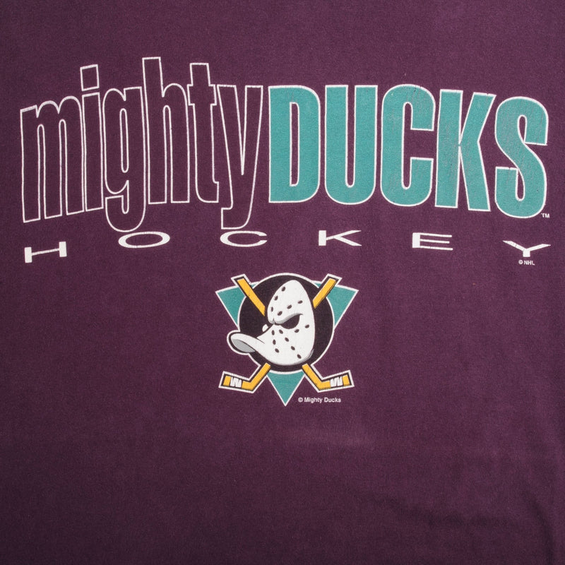 Vintage NHL Anaheim Mighty Ducks Tee Shirt 1990S Size Large Made In USA With Single Stitch