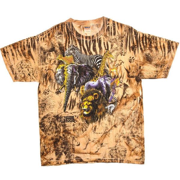 CAMISETA VINTAGE CON ESTAMPADO COMPLETO DEL ZOO HENRY DOORLY DE OMAHA, TALLA GRANDE