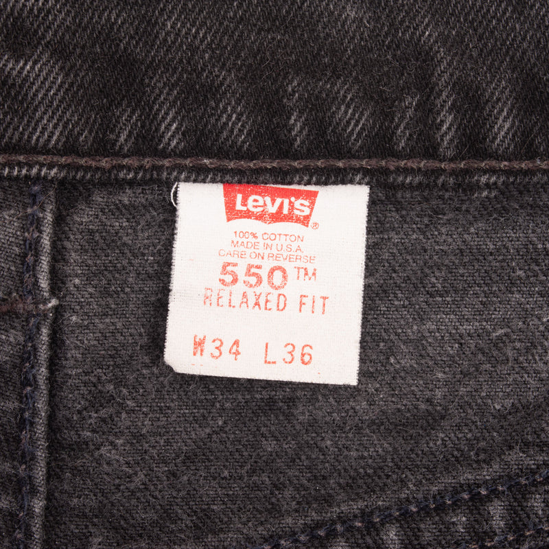 Vintage Levis 550 Relaxed Fit Black Jeans 1980S Size W34 L35 Made In Usa

Size On Tag 34X36 Actual Size 34X35

Back Button #532