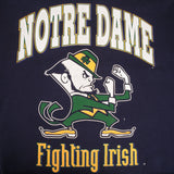 Vintage Ncaa Notre Dame University Irish Blue Sweatshirt 1990S Size 2XL Made In USA