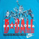 Vintage Nike B Ball Barcelona With Jordan, Pippen, Barkley, Stockton, Mullin, Robinson Tee Shirt 1987-1994 Size Large Made In USA With Single Stitch Sleeves.