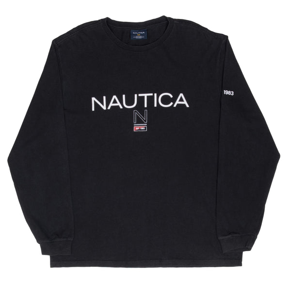 Vintage Nautica Blue Long Sleeve Tee Shirt 2000S Size Medium