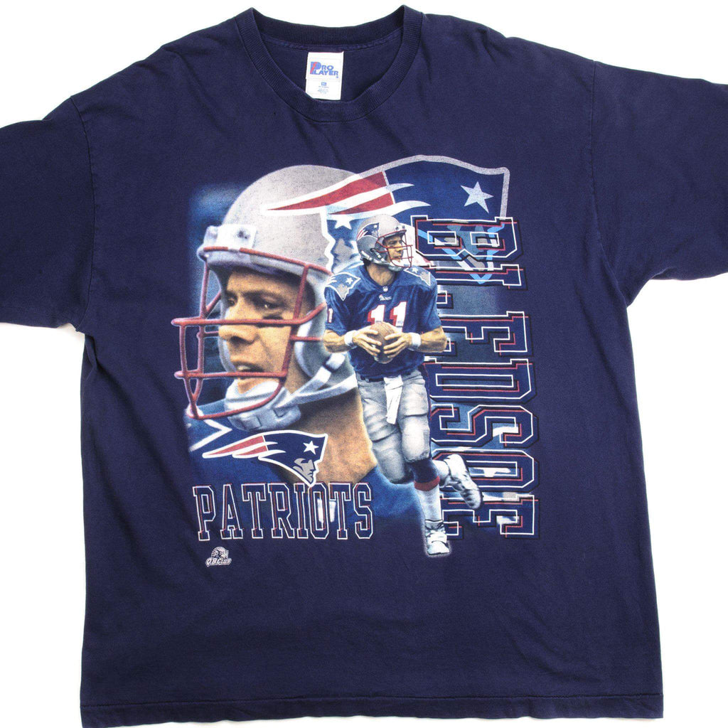 VINTAGE NFL NEW ENGLAND PATRIOTS DREW BLEDSOE TEE SHIRT SIZE 2XL MADE –  Vintage rare usa