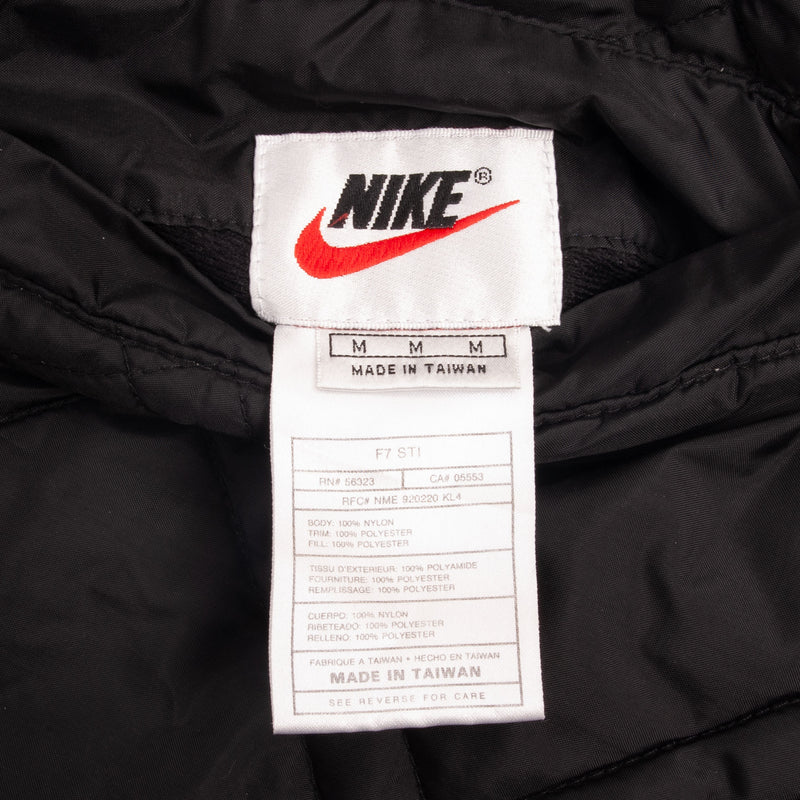 VINTAGE NIKE BIG SWOOSH REVERSIBLE BLACK BOMBER PUFFER JACKET 1990S SIZE MEDIUM