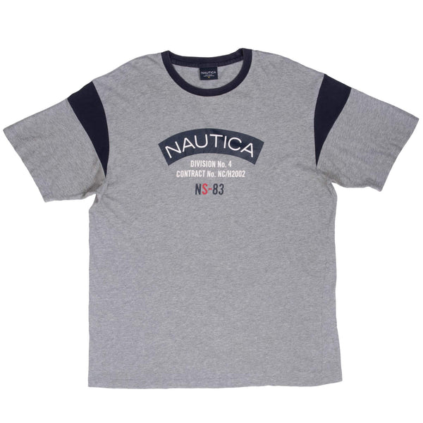 Vintage Nautica Grey Tee Shirt 2000S Size XL