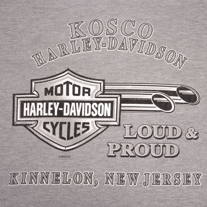 Vintage Harley Davidson Loud & Proud Kinnelon New Jersey Grey Hoodie Sweatshirt 2002 Size XL