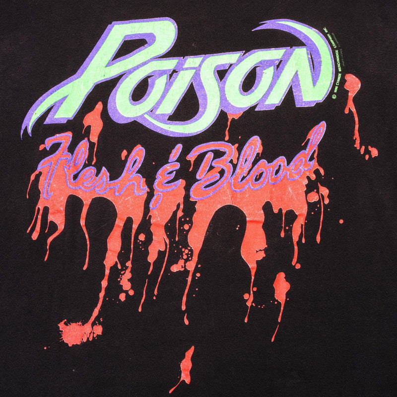 VINTAGE POISON FLESH AND BLOOD ALBUM TEE SHIRT 1990 SIZE LARGE