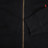 Vintage Ralph Lauren Full Zip Classic Black Hoodie Sweatshirt 1990S Size XL Tall