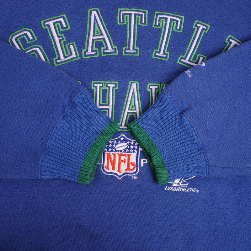 Vintage NFL Seattle Seahawks Embroidered Sweatshirt 1990S Size XL Made In USA