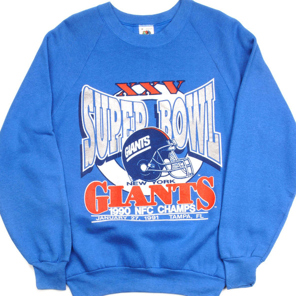 SUDADERA VINTAGE NFL NEW YORK GIANTS XXV SUPER BOWL AÑOS 1990 TALLA MEDIANA FABRICADA EN EE. UU.