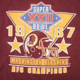 Vintage NFL Washington Redskins NFC Champion Superbowl XXII 1987 Tee Shirt Size Large Made In USA With Single Stitch Sleeves