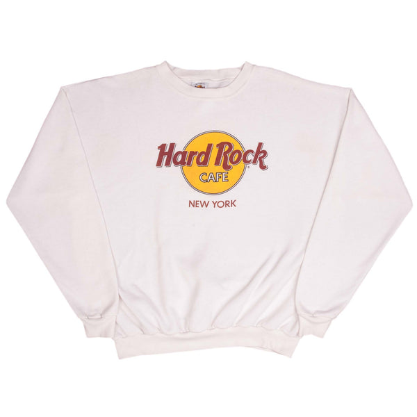 Vintage Hard Rock Cafe New York White Sweatshirt 1990S Size XL