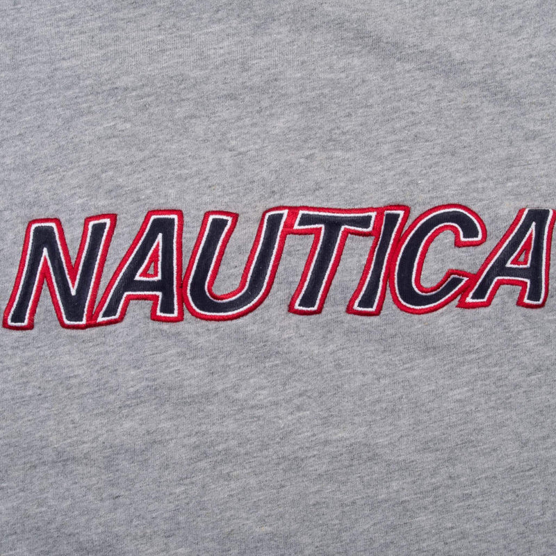 Vintage Nautica Embroidered Grey Long Sleeve Tee Shirt 2000S Size Large