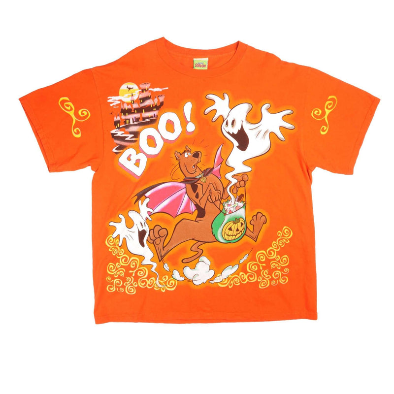 Vintage Orange Happy Halloween Boo! Scooby-Doo  Tee Shirt 2000 Size Large