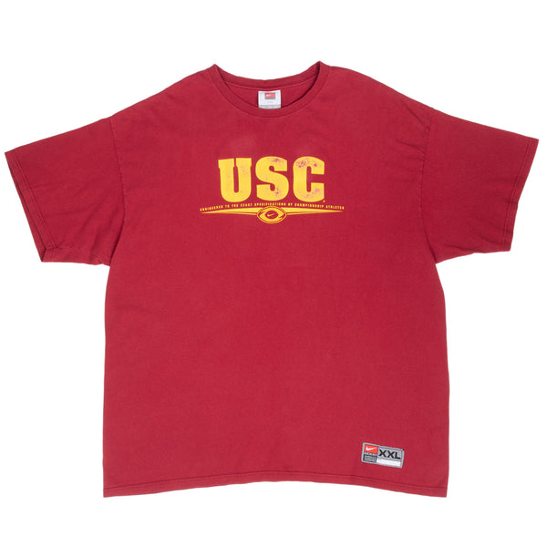 Vintage Usc Trojans Nike Swoosh Red Tee Shirt 2000S Size 2XL