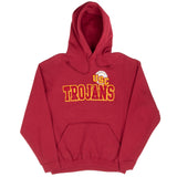 Vintage Usc Trojans Embroidered Red Hoodie Sweatshirt 1990S Size Large Made In USA