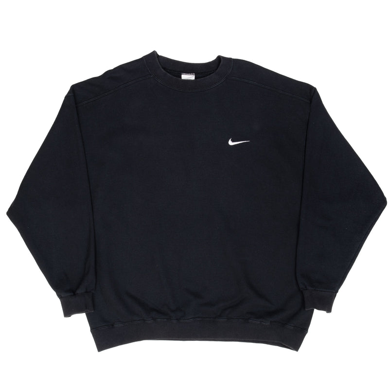 Vintage Nike Classic Swoosh Black Sweatshirt 1990S Size XL