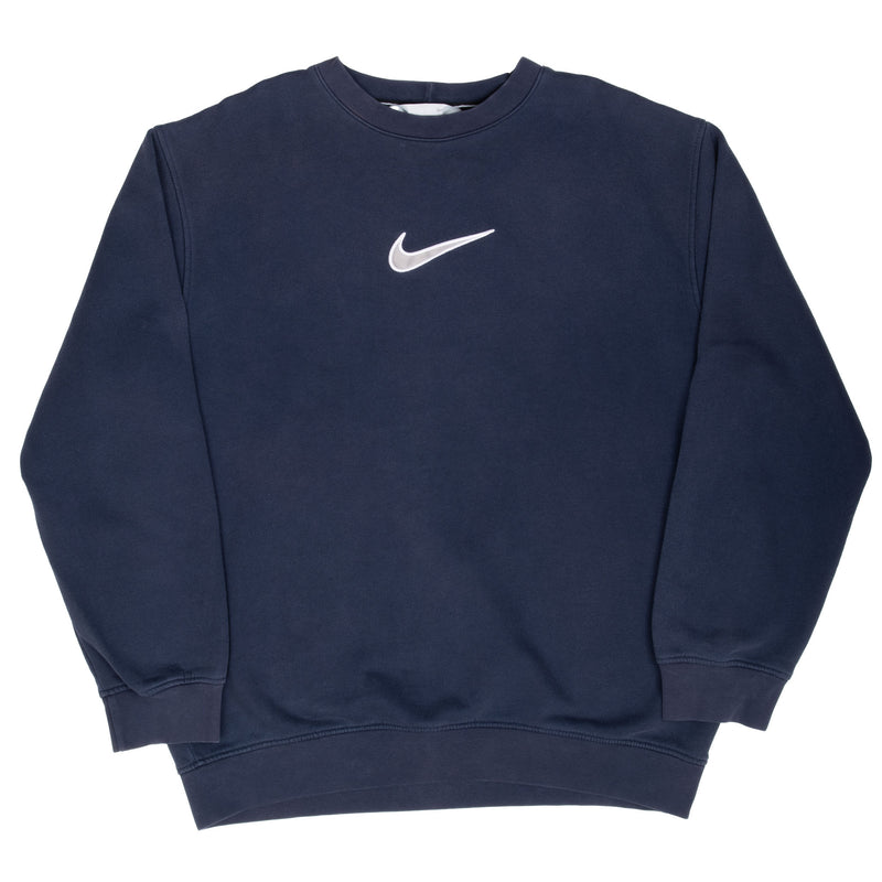 Vintage Nike Big Swoosh Blue Sweatshirt 2000S Size XL