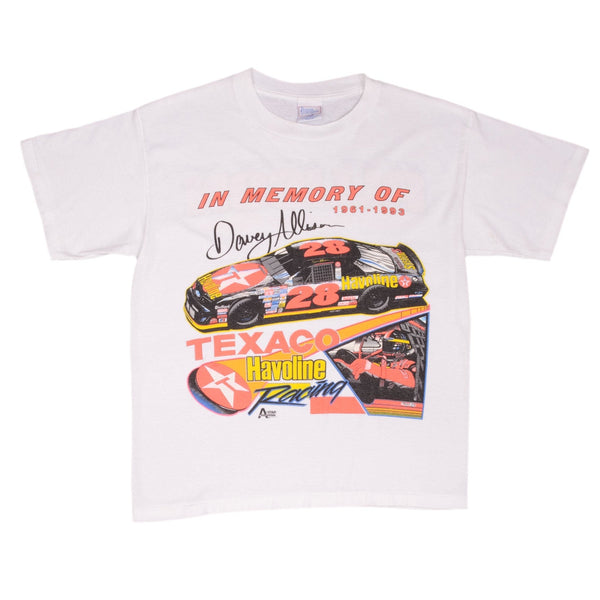 Vintage Nascar Davey Allison 1993 Memorial Tee Shirt Size Large Made In Usa With Single Stitch Sleeves