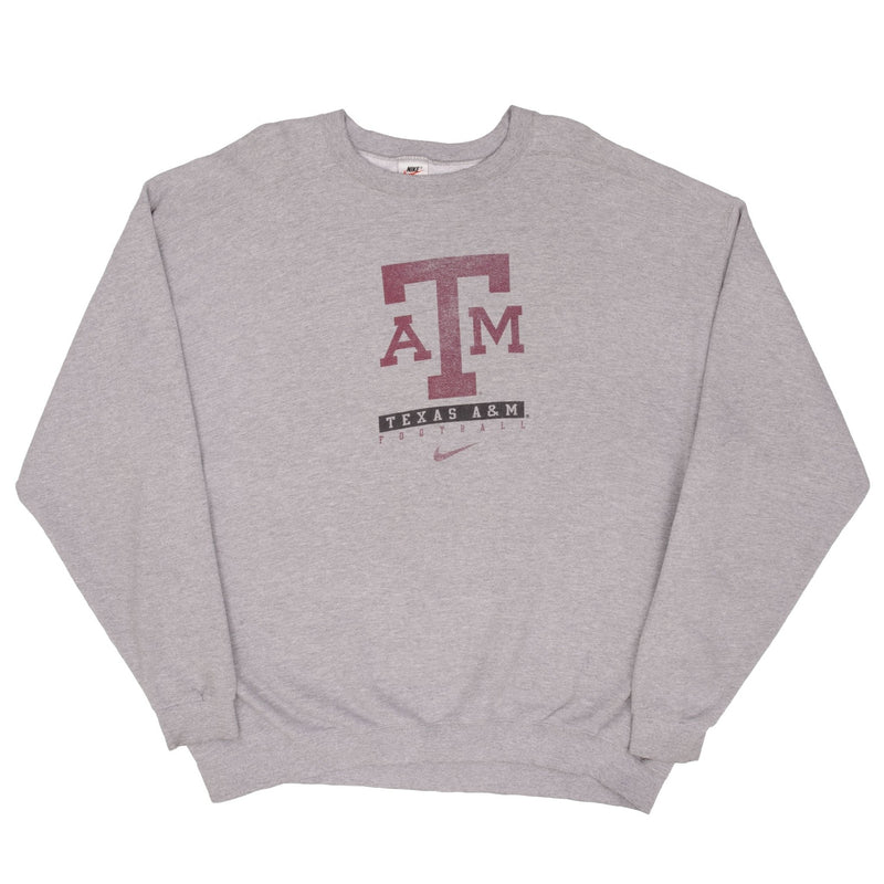 Vintage Nike Center Swoosh Texas A&M University Gray Sweatshirt Size XL 1990S Made In USA