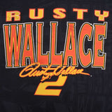 Vintage Nascar All Over Print Rusty Wallace Miller 1990S Tee Shirt Size Large Made In USA