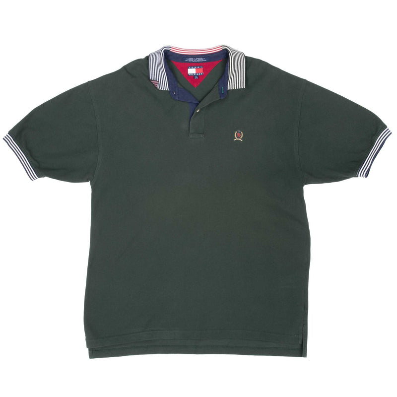 Vintage Tommy Hilfiger Green Polo Shirt 1990S Size XL