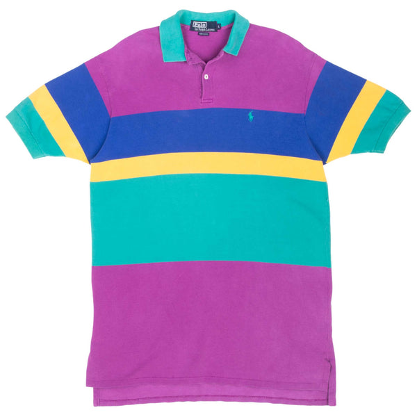 Vintage Polo Ralph Lauren Multicolor Polo Shirt Size Large Made In Usa