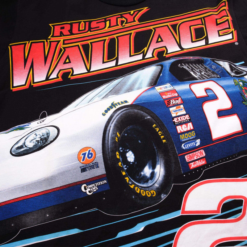 Vintage Deadstock All Over Print Nascar Rusty Wallace 1996 Tee Shirt Size Large Made In Usa